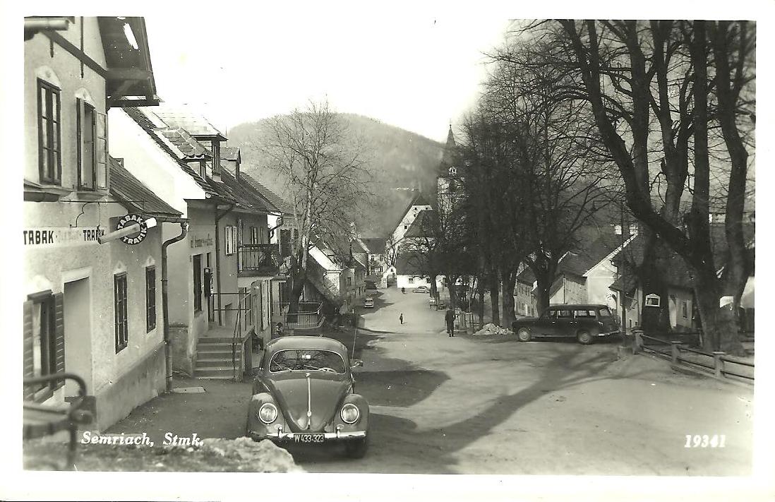AK Semriach Hauptplatz mit VW Käfer um 1960