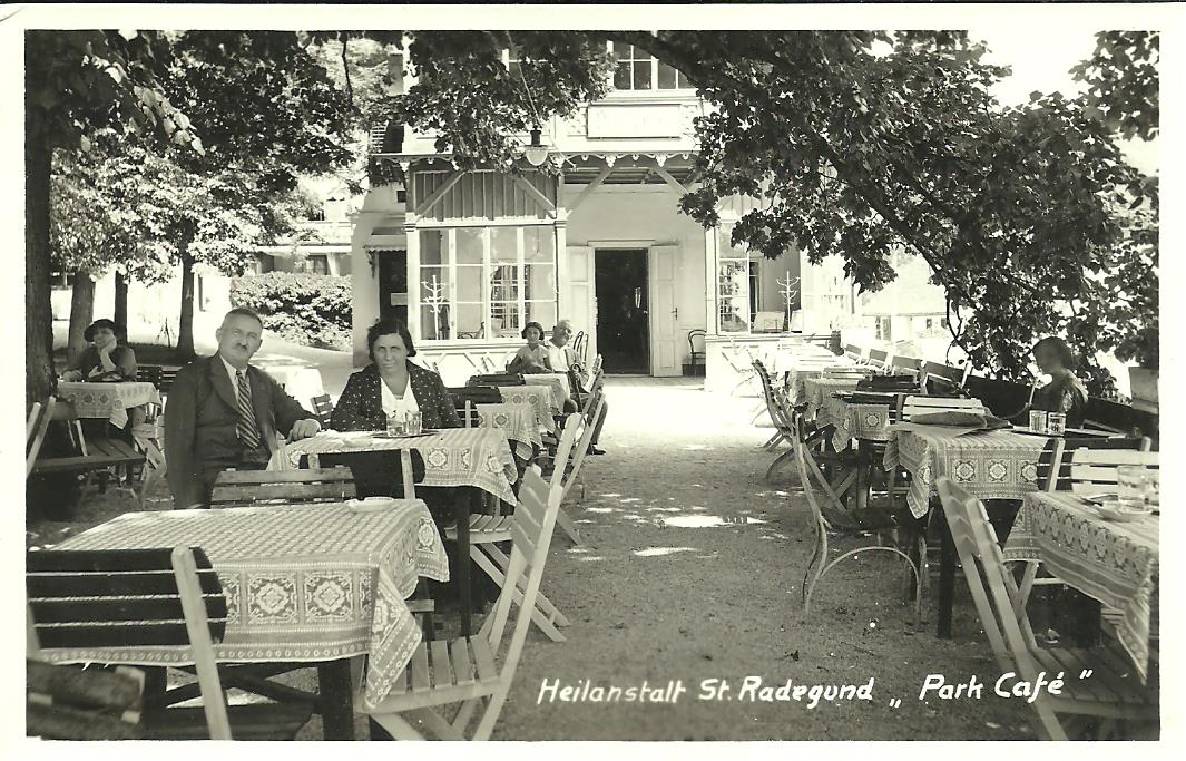 AK Fotografie Heilanstalt St. Radegund "Park Café"